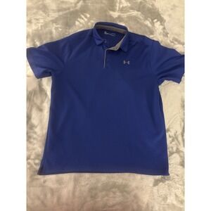 Under Armour Shirt Men's 3XL‎ XXXL Solid Blue Short Sleeve HeatGear Active Polo